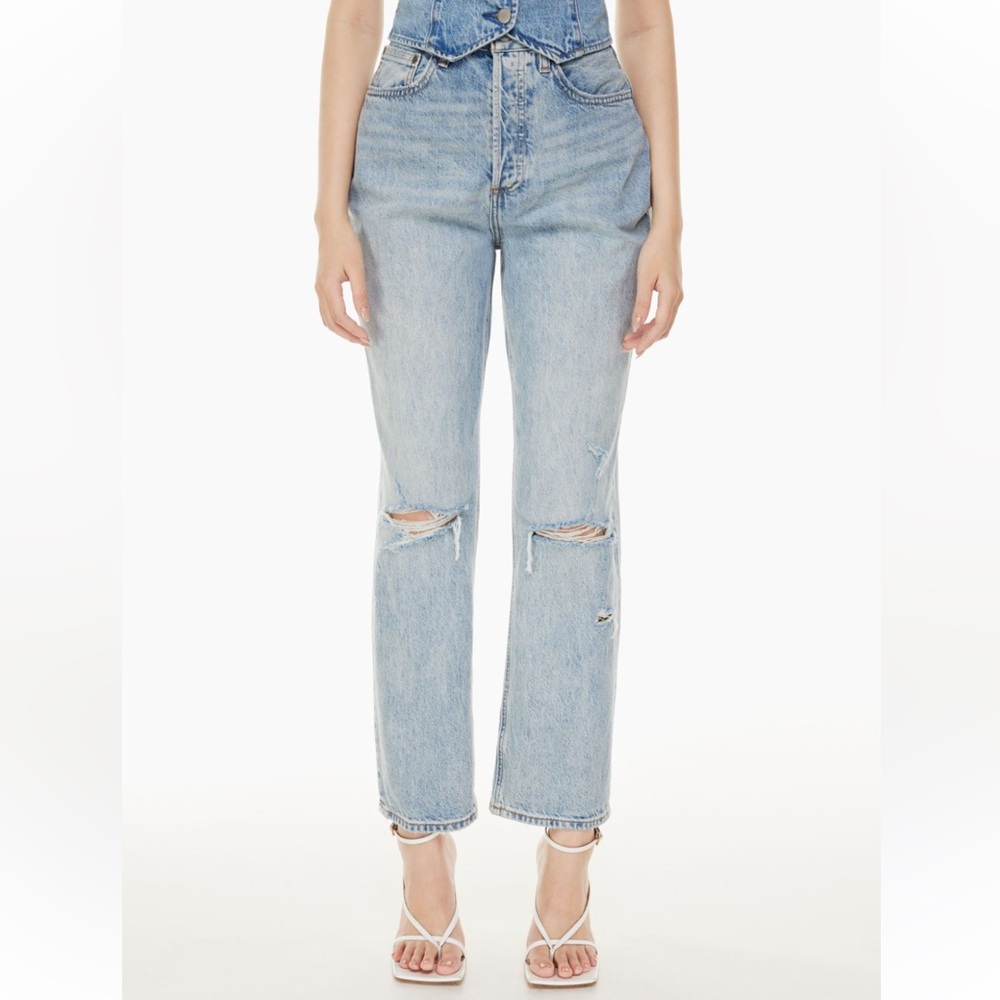 DENIM FORUM The Joni High Rise Loose Size 24 Distressed Light Wash Baggy Relaxed